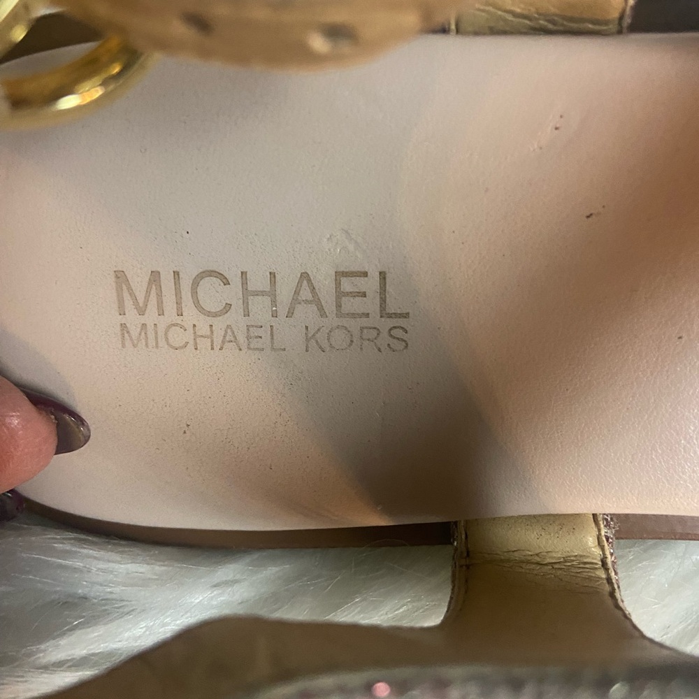 Michael Kors Gold Sparkle Sandals - Picture 2 of 9